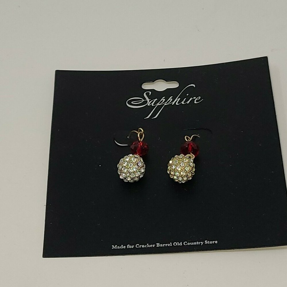 Sapphire Fashion Earrings Gold Tone/ Red Dangle